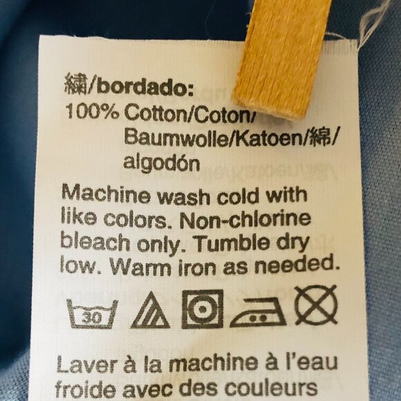 J. By J.Crew Floral Eyelet Shirt Dress Button Front Size 10 Blue 100% Cotton - Picture 14 of 16